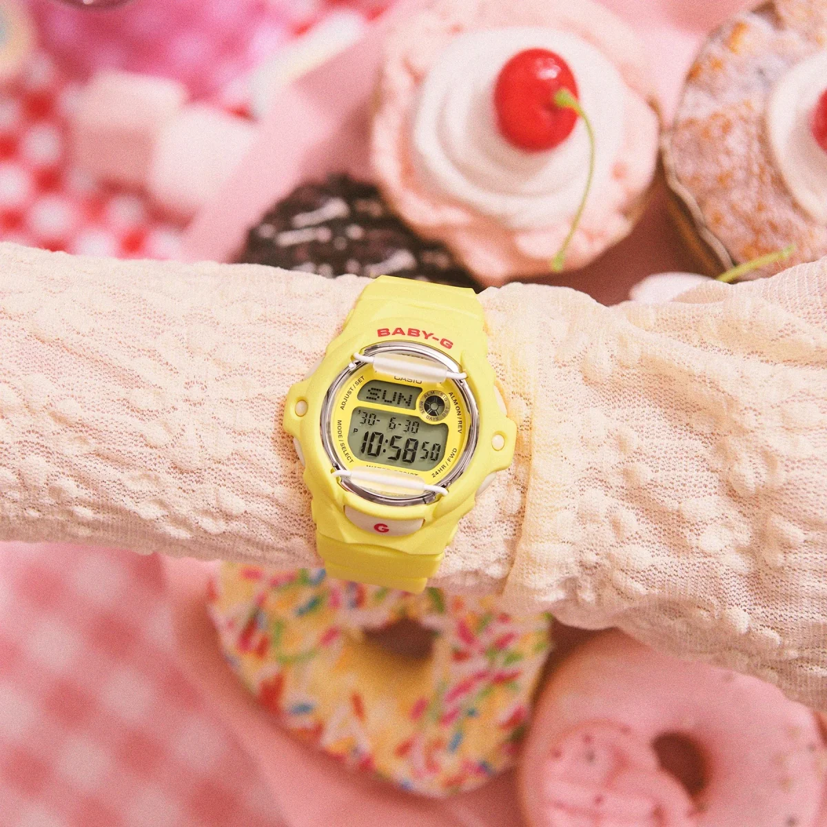 Baby-G Digital Cherry Red Accents Yellow Case & Resin Strap 200M WR - BG169CH-9D