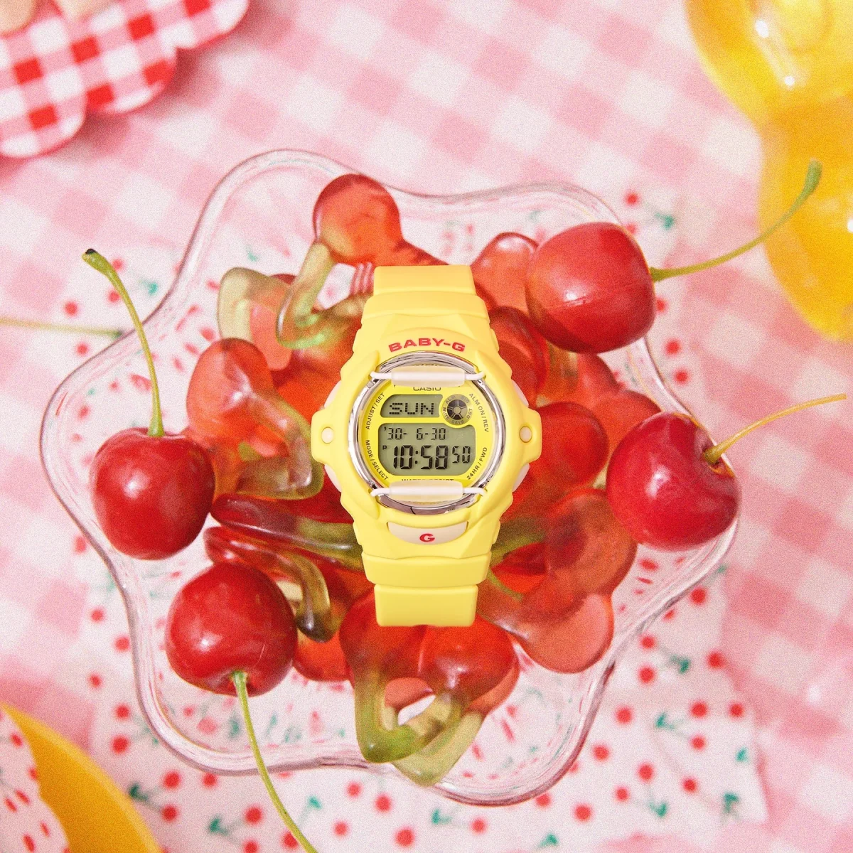 Baby-G Digital Cherry Red Accents Yellow Case & Resin Strap 200M WR - BG169CH-9D