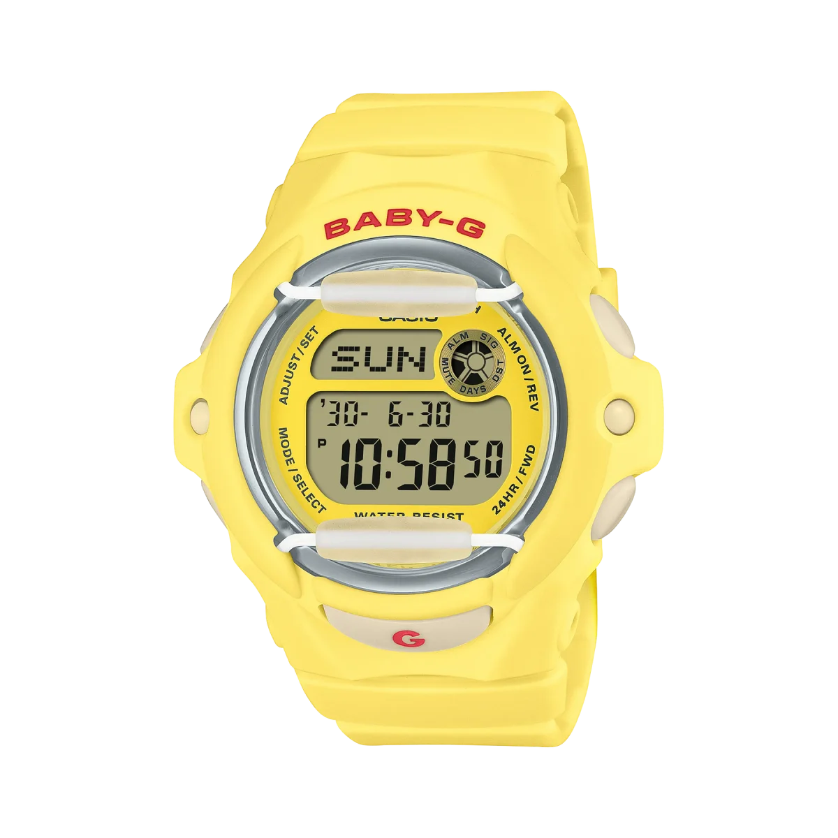 Baby-G Digital Cherry Red Accents Yellow Case & Resin Strap 200M WR - BG169CH-9D