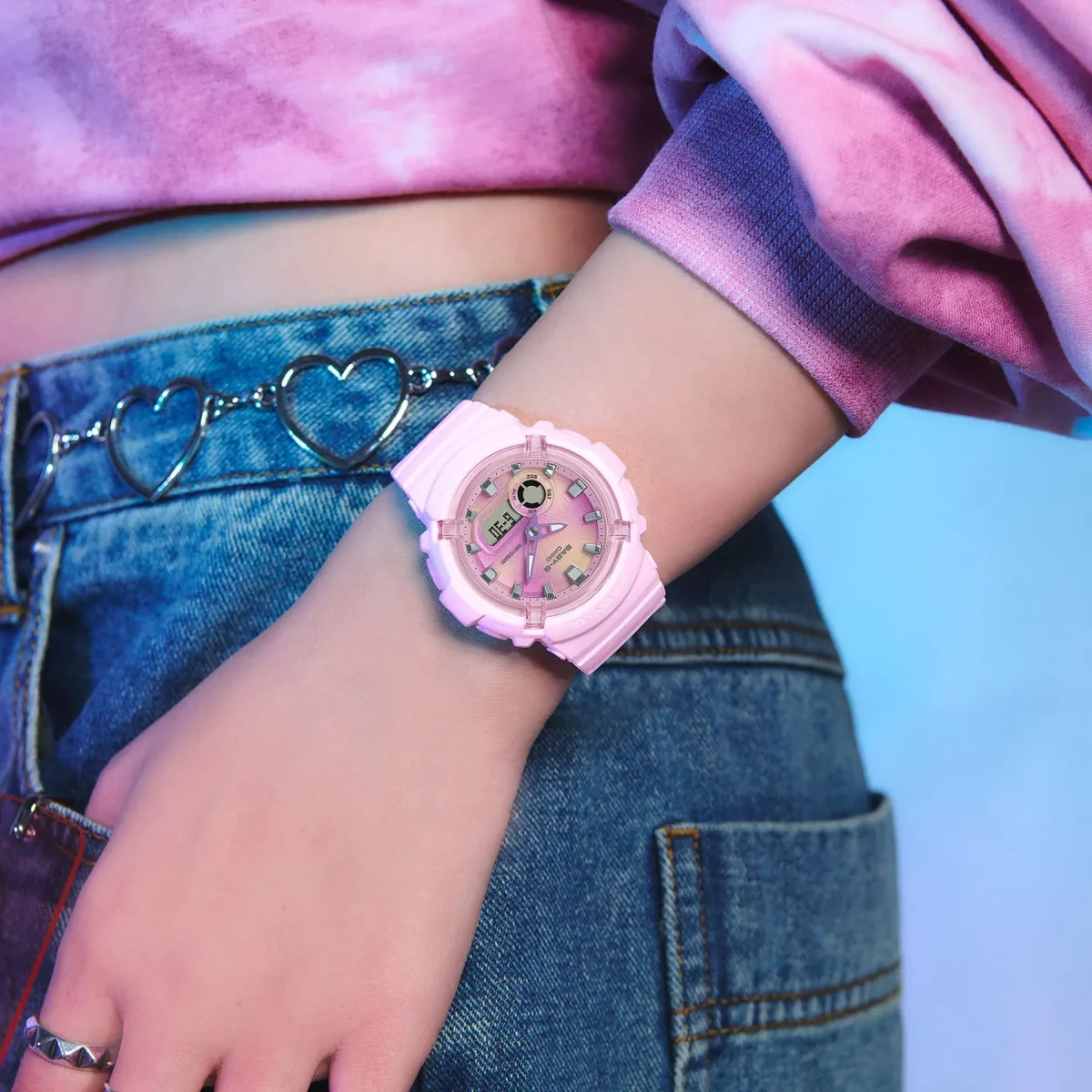 Baby-G Duel Time Tie-Dye Look, Pink Dial & Resin Band Strap 100M WR - BGA280TD-4A