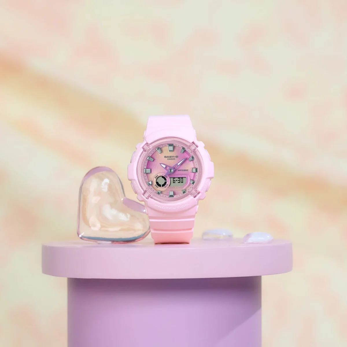 Baby-G Duel Time Tie-Dye Look, Pink Dial & Resin Band Strap 100M WR - BGA280TD-4A
