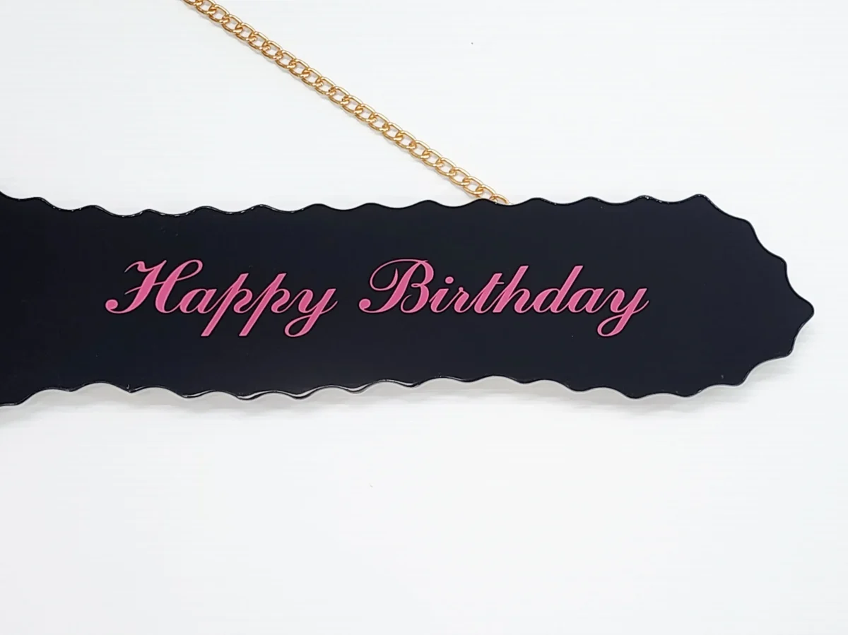 Black Glass 21st Birthday Key with Purple Writing & Personalised Photo – SJ2603