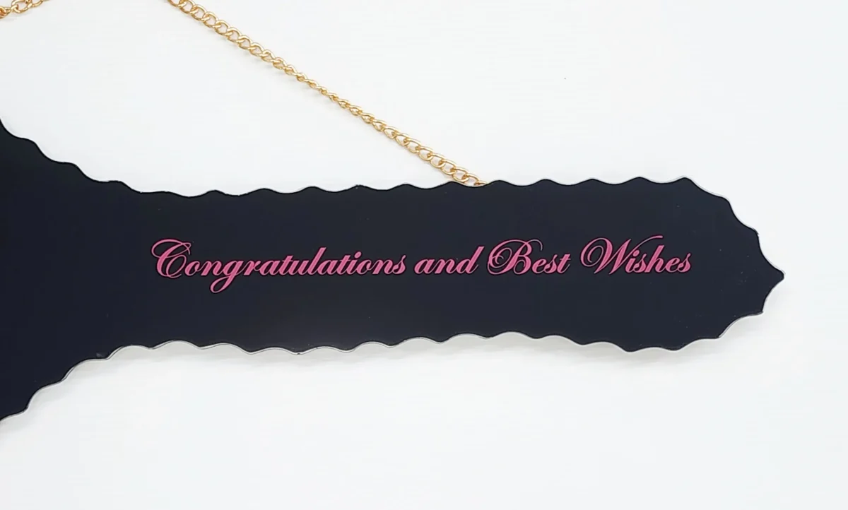 Black Glass 21st Birthday Key with Purple Writing & Photo – SJ2602