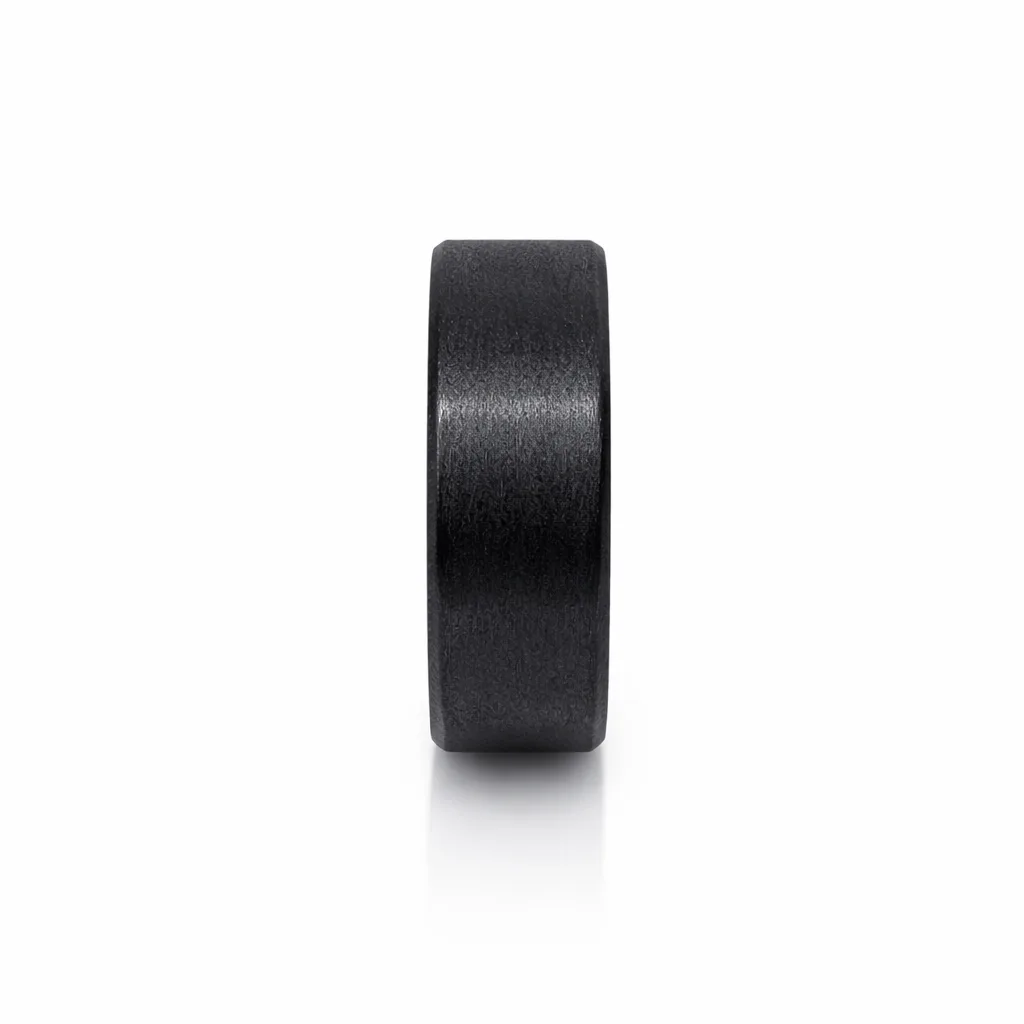 Black Zirconium Sanded Finish Ring – 7mm Flat Profile Men's Band - WD571Z-C7-MD-ZB