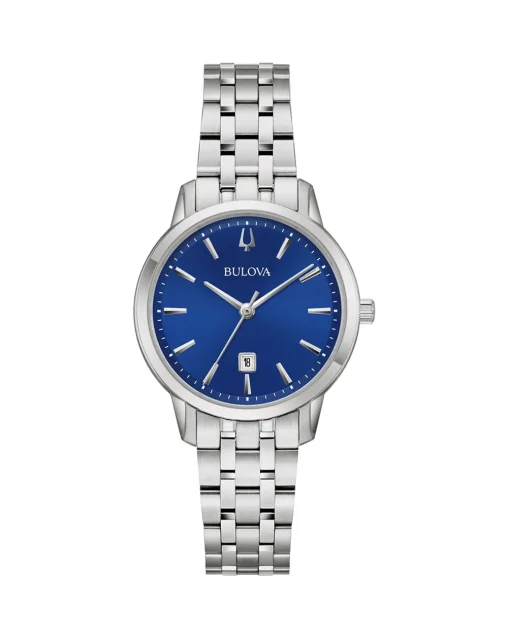 Bulova Classic Ladies Quartz Blue Dial & Stainless Steel Case & Band - 96M166
