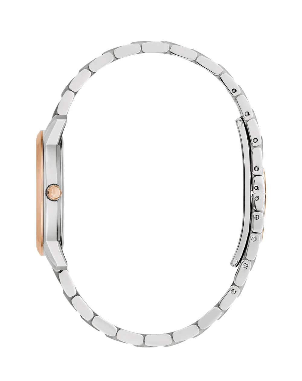 Bulova Classic Ladies Quartz Two-Tone Rose Gold & Silver, Mother of Pearl Dial Watch - 98P213