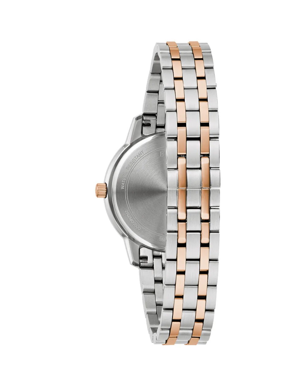 Bulova Classic Ladies Quartz Two-Tone Rose Gold & Silver, Mother of Pearl Dial Watch - 98P213