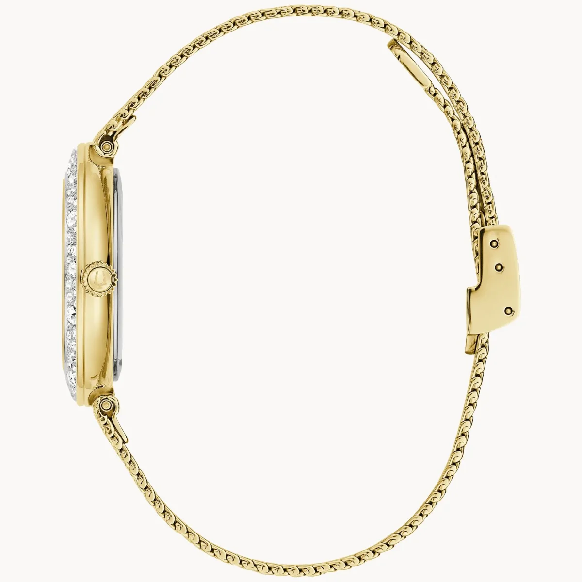 Bulova Ladies' Silver Tone Champagne Dial WIth Crystal Markers Bezel Bracelet 32mm Watch - 96L329