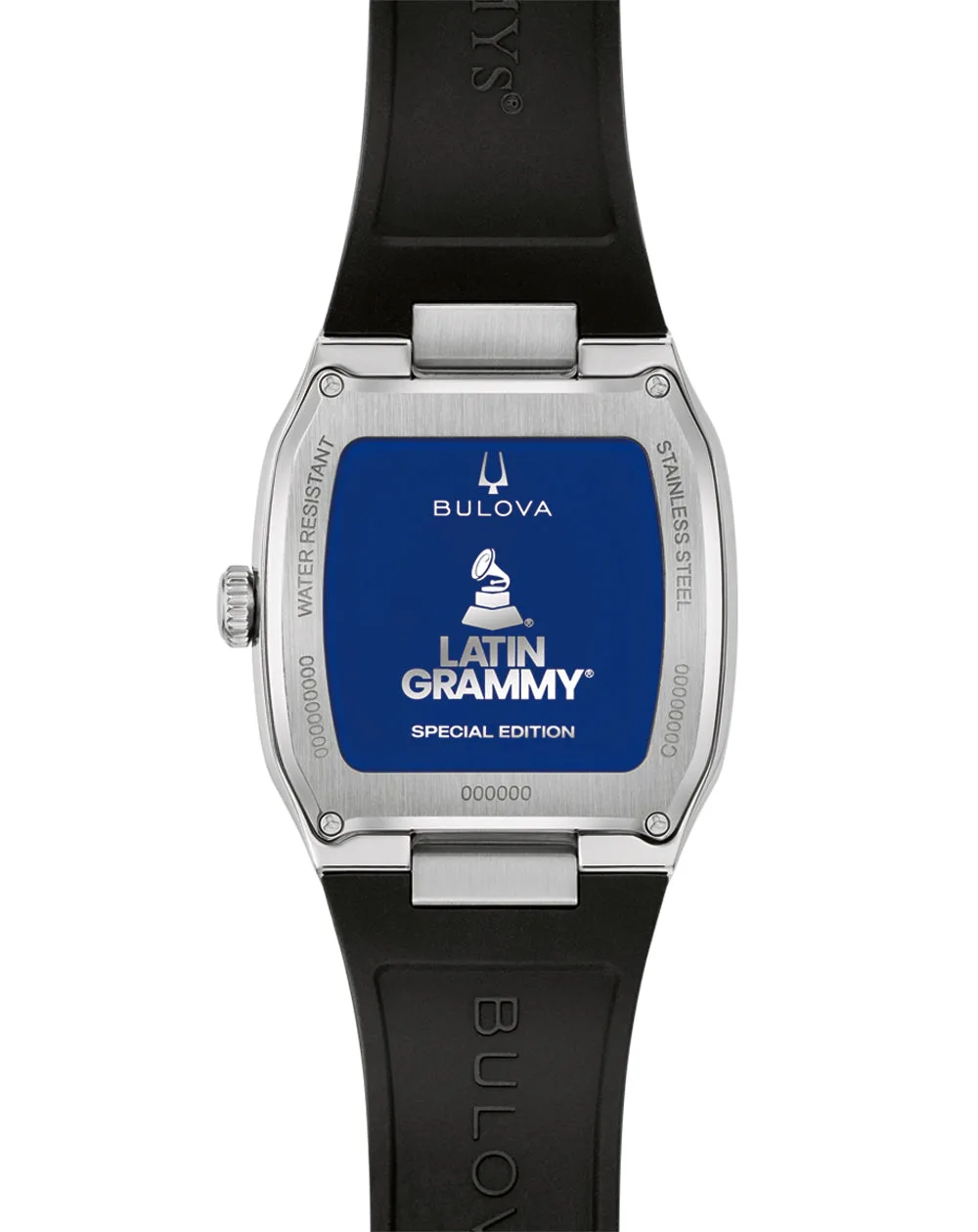Bulova Latin GRAMMY Millennia Men's Quartz Watch 96A335 – Silver Dial Black Rubber Strap