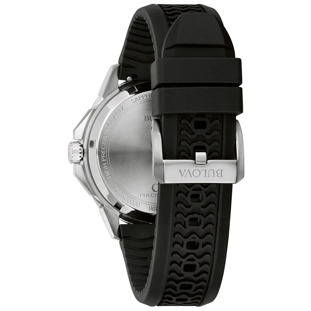 Bulova Marine Star Black Rubber Precisionist Watch with 43cm Stainless Steel Case and 200m Water Resistance - 96B432