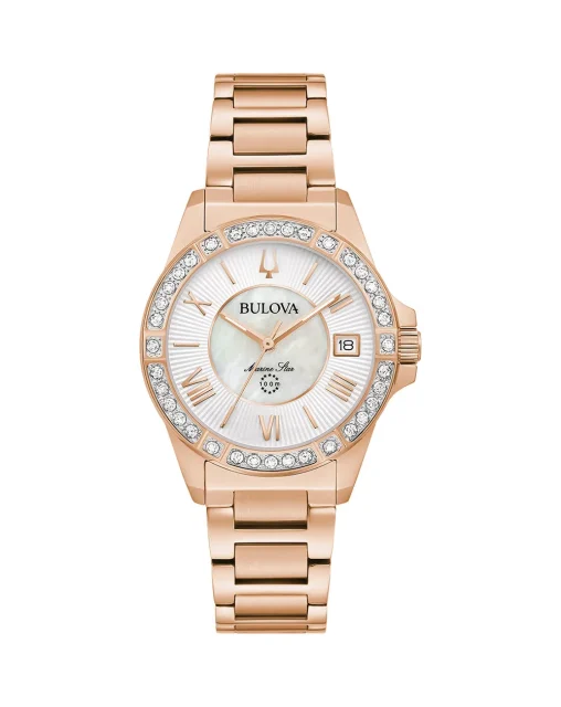 BULOVA MARINE STAR LADIES DIAMOND SET ROSE GOLD BRACELET - 98R295