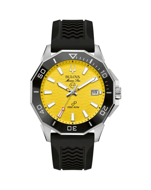 Bulova Marine Star Yellow Dial Precisionist Watch with Rubber Strap Model 200m WR - 96B431