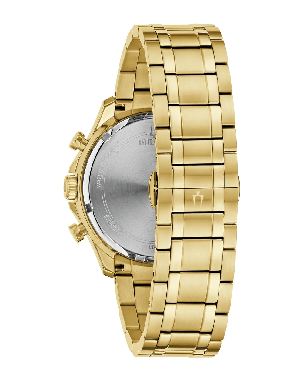 Bulova Men's Sutton Diamond Set Chronograph WR Silver Dial, Gold Case & Band - 98E113