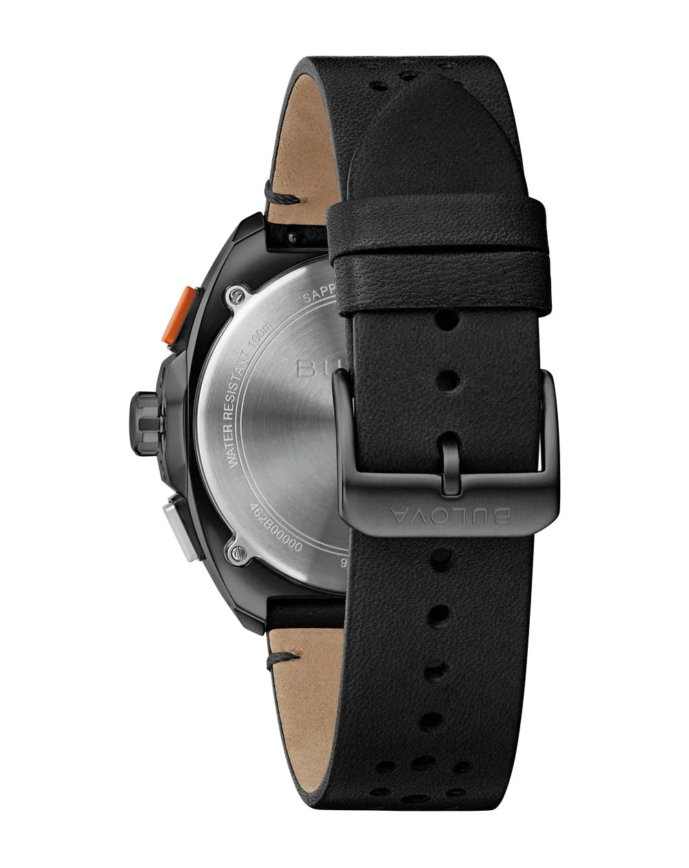 Bulova Racer Gents Quartz Black Dial Black Leather Strap 100M WR Watch - 98B428