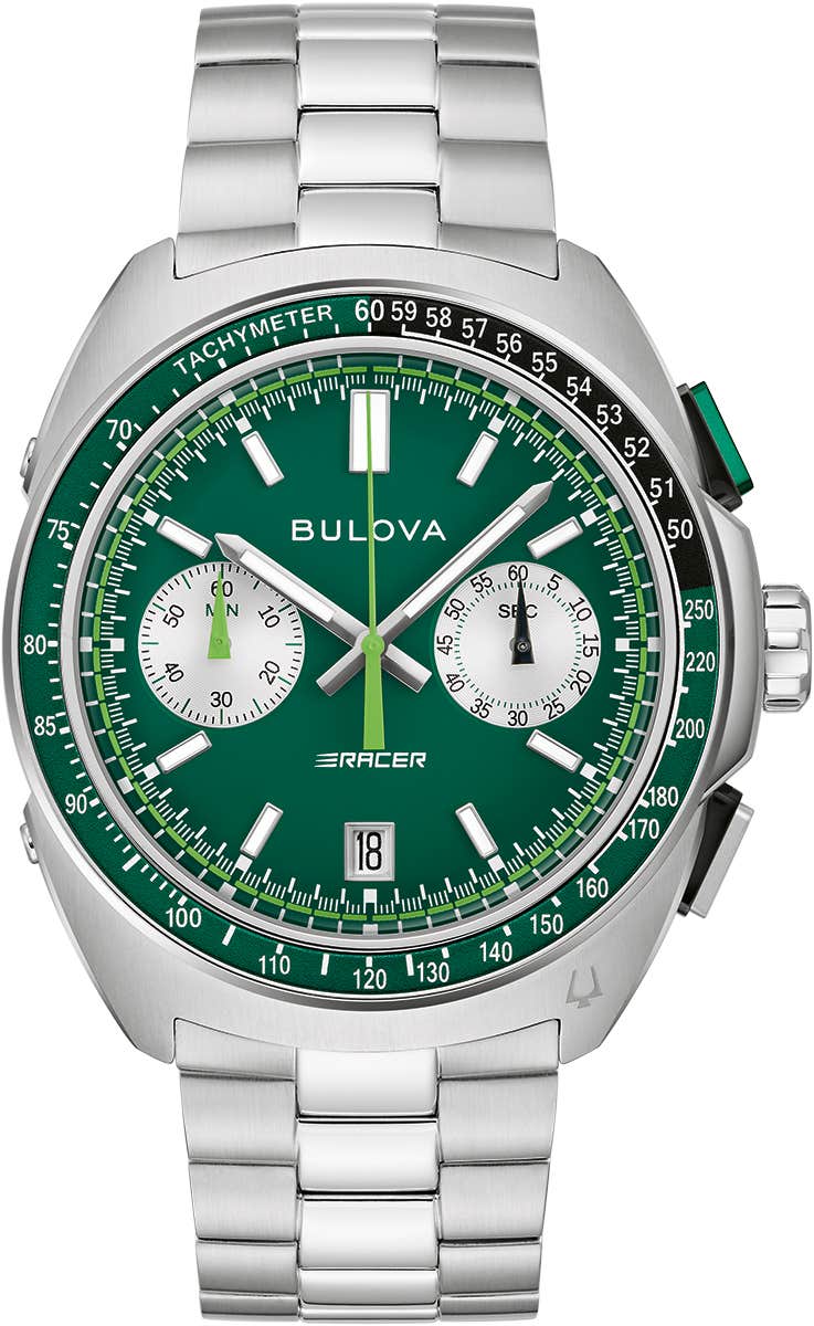Bulova Racer Green Dial Chronograph Mens Watch - 98B468