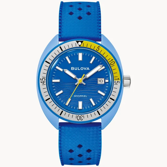 Bulova Snorkel "Blue Tang" Blue Dial Rubber Strap 100m WR Watch - 98B445