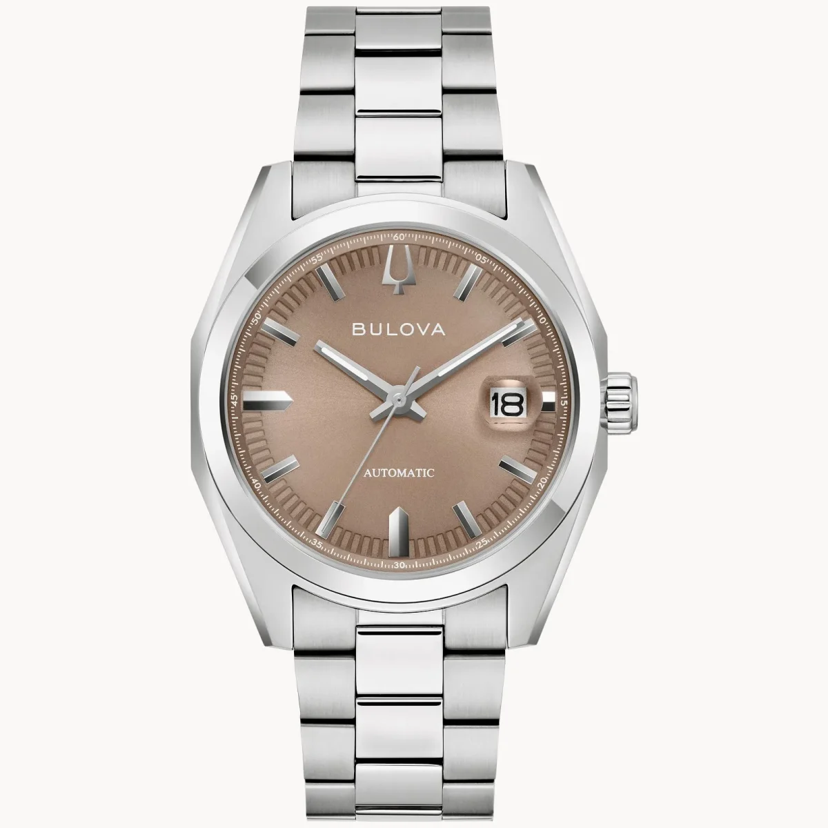 Bulova Surveyor Automatic Gents Brown Dial Stainless Steel Watch - 96B470