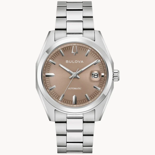Bulova Surveyor Automatic Gents Brown Dial Stainless Steel Watch - 96B470