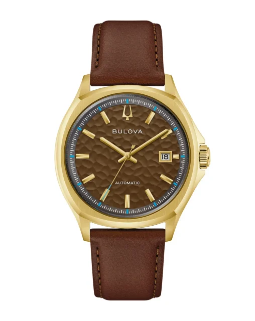 Bulova Tony Bennett "NYC" 97B244 Automatic Men's Watch – Brown Textured Dial & Gold-Tone Stainless Steel Case