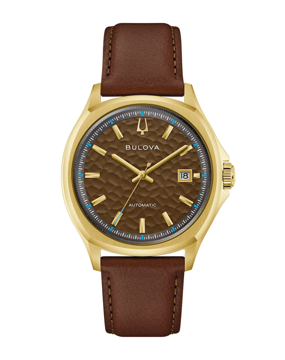Bulova Tony Bennett "NYC" 97B244 Automatic Men's Watch – Brown Textured Dial & Gold-Tone Stainless Steel Case