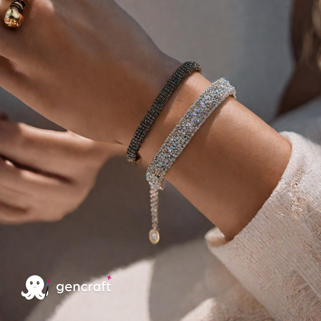 women wearing silver bracelet image