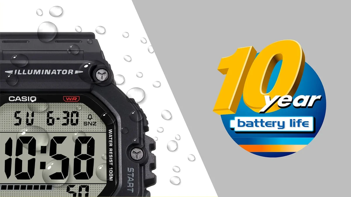 Casio 100M WR, Large Digital LED Light, Brown Case & Strap, 10YR Battery - AE1600H-5A