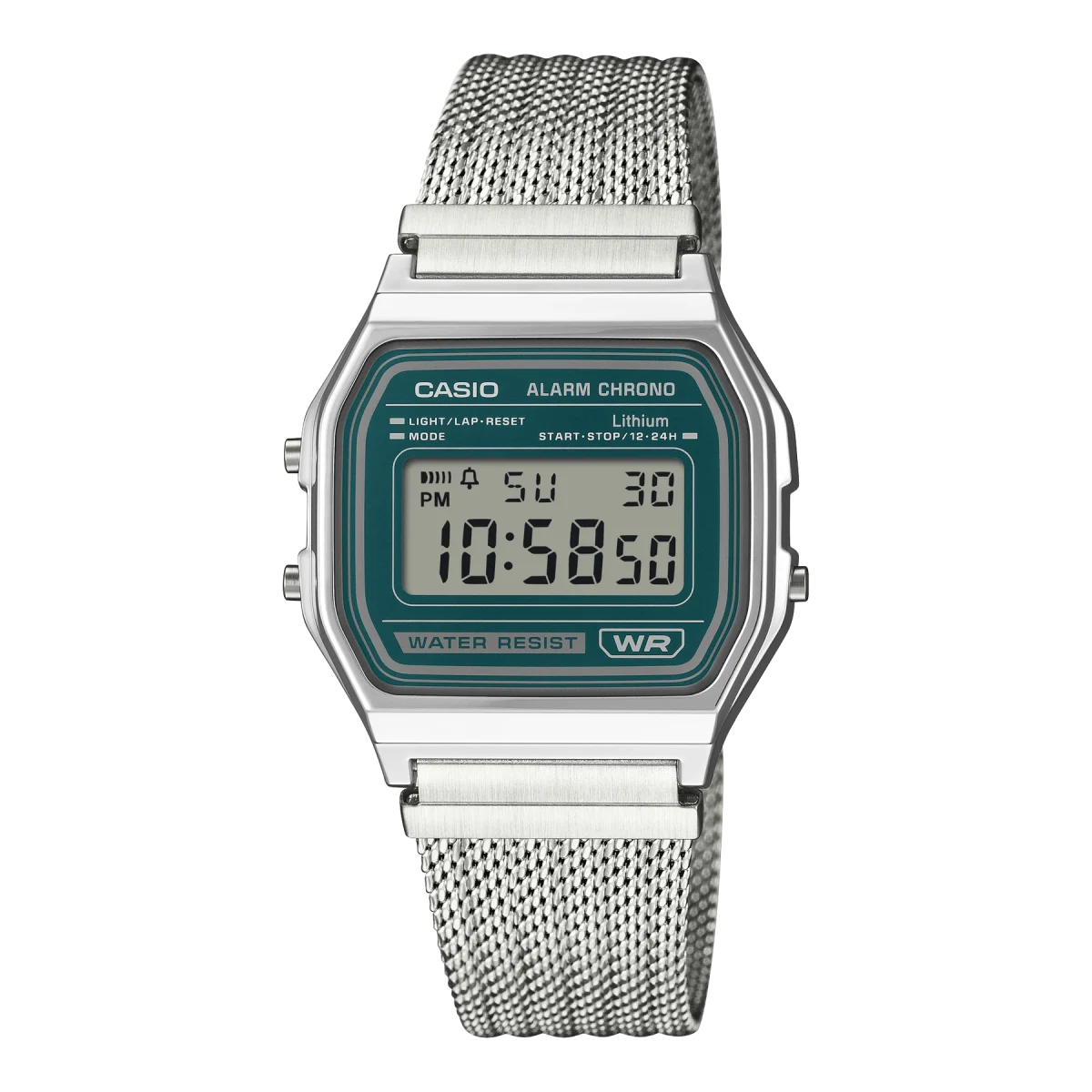 Casio A158WEM-3D Classic Digital Watch Fine-Woven Mesh Band