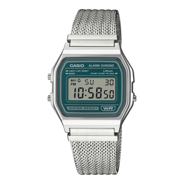 Casio A158WEM-3D Classic Digital Watch Fine-Woven Mesh Band