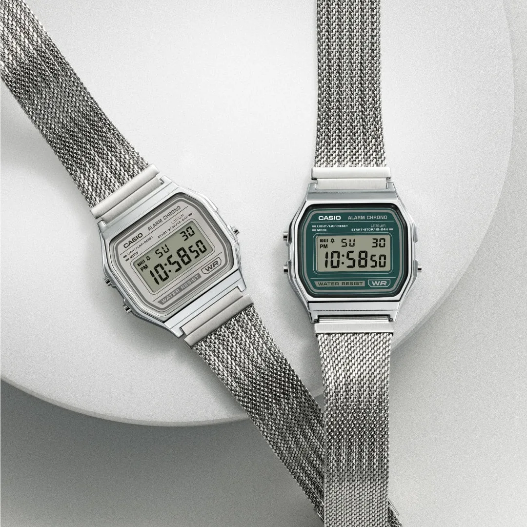Casio A158WEM-7D Classic Digital Watch Fine-Woven Mesh Band