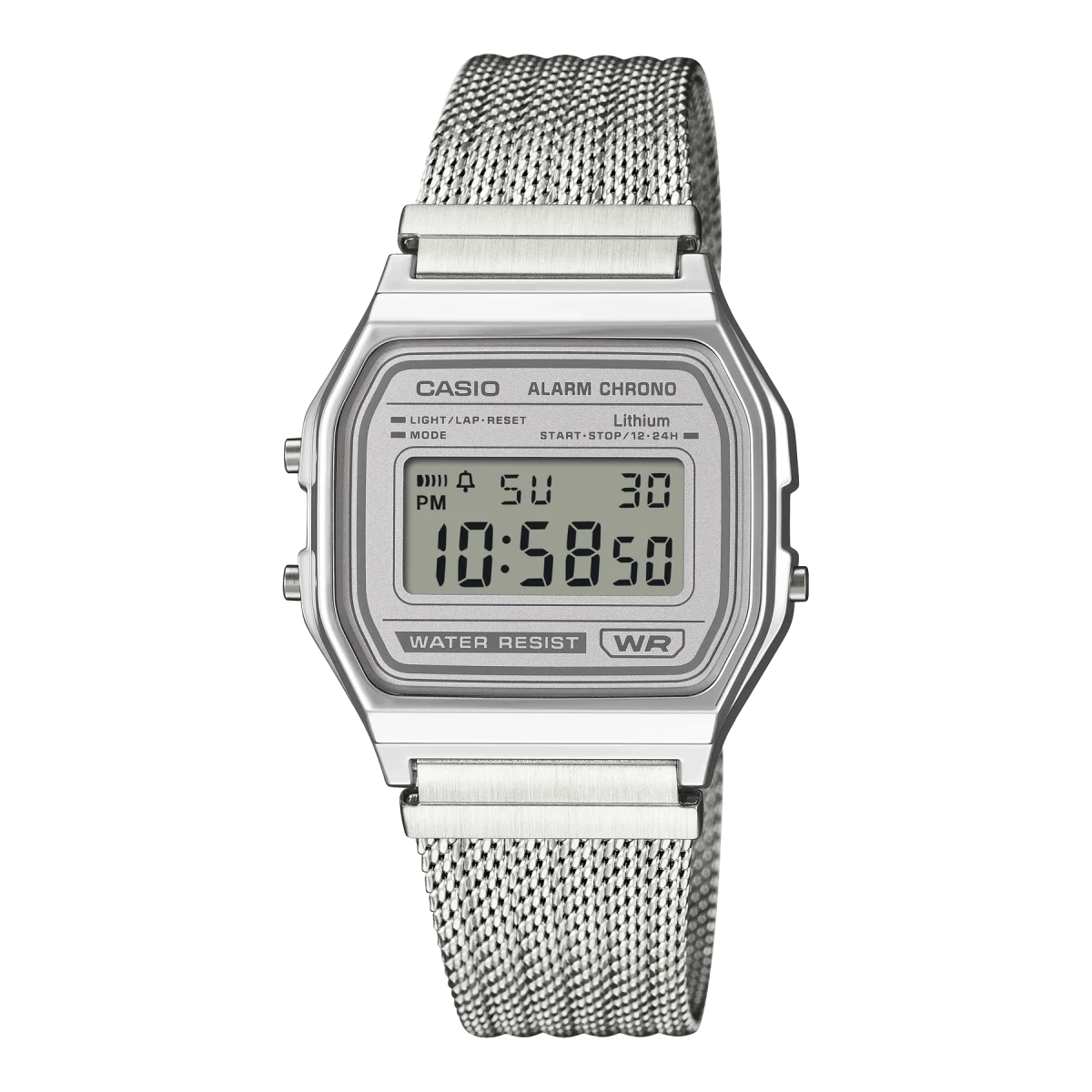 Casio A158WEM-7D Classic Digital Watch Fine-Woven Mesh Band
