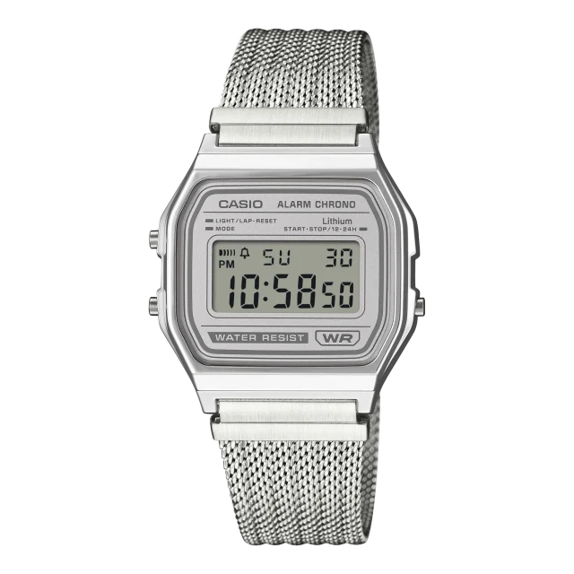 Casio A158WEM-7D Classic Digital Watch Fine-Woven Mesh Band