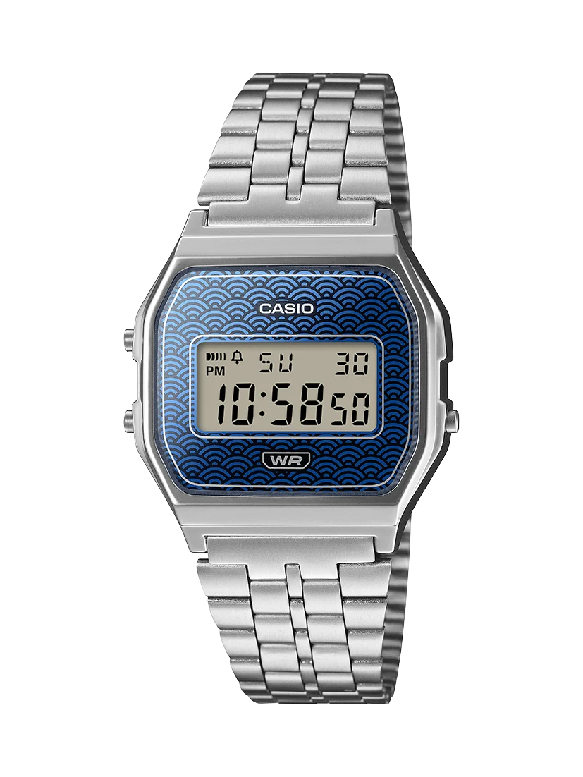 Casio A159WEVJ-2D Vintage Digital Watch – Made in Japan Blue Dial