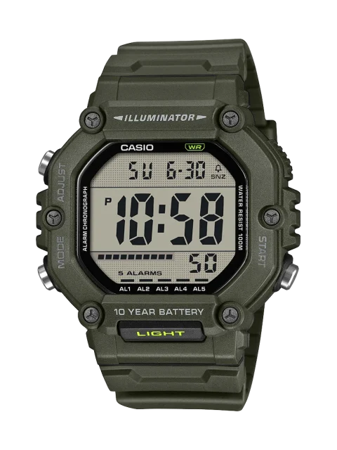 Casio AE1600HX-3A Digital Watch – Extra Long Strap Olive Green