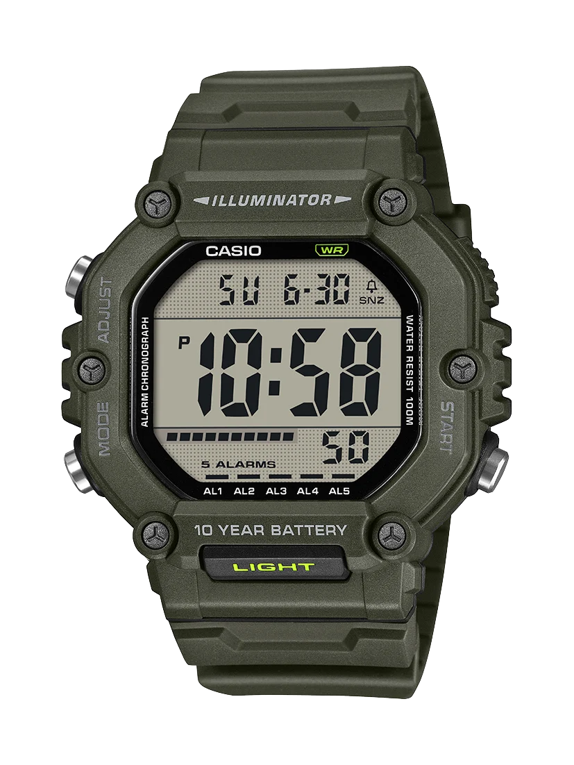 Casio AE1600HX-3A Digital Watch – Extra Long Strap Olive Green