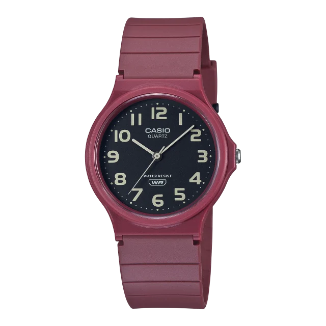 Casio Analog WR Black Dial Red Case & Resin Band - MQ24UC-4B