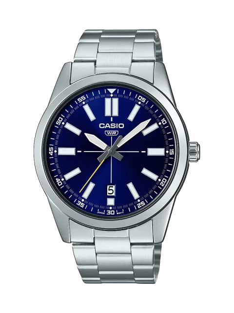 Casio Analogue Stainless Steel With Blue Dial Watch - MTPVD02D-2E