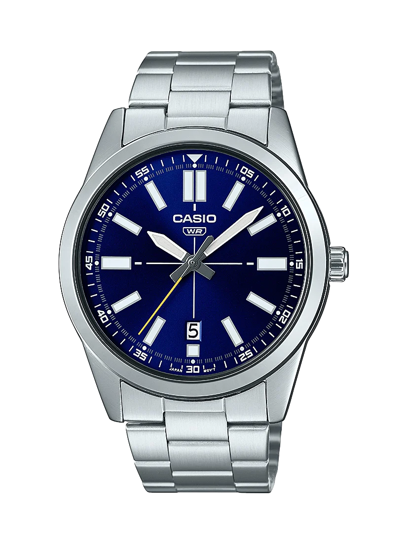 Casio Analogue Stainless Steel With Blue Dial Watch - MTPVD02D-2E
