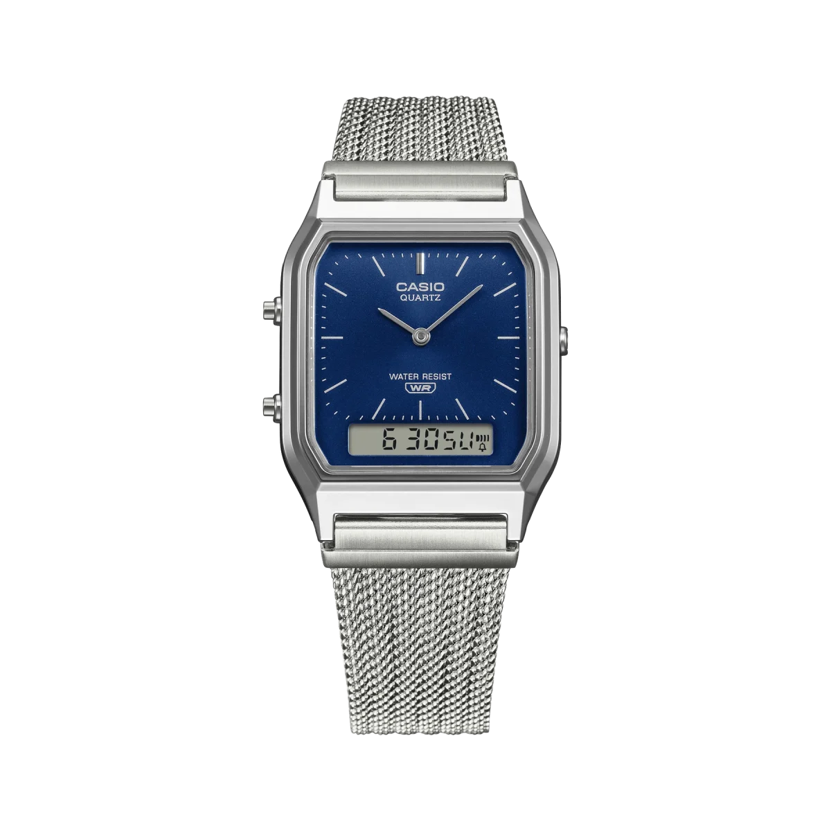 Casio AQ230EM-2A Classic Ana-Digi Watch Fine-Woven Mesh Band