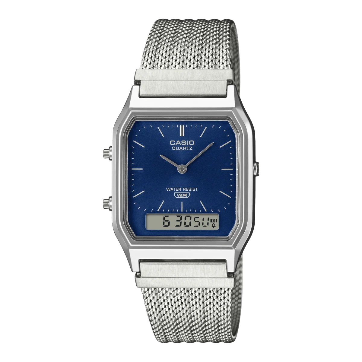 Casio AQ230EM-2A Classic Ana-Digi Watch Fine-Woven Mesh Band