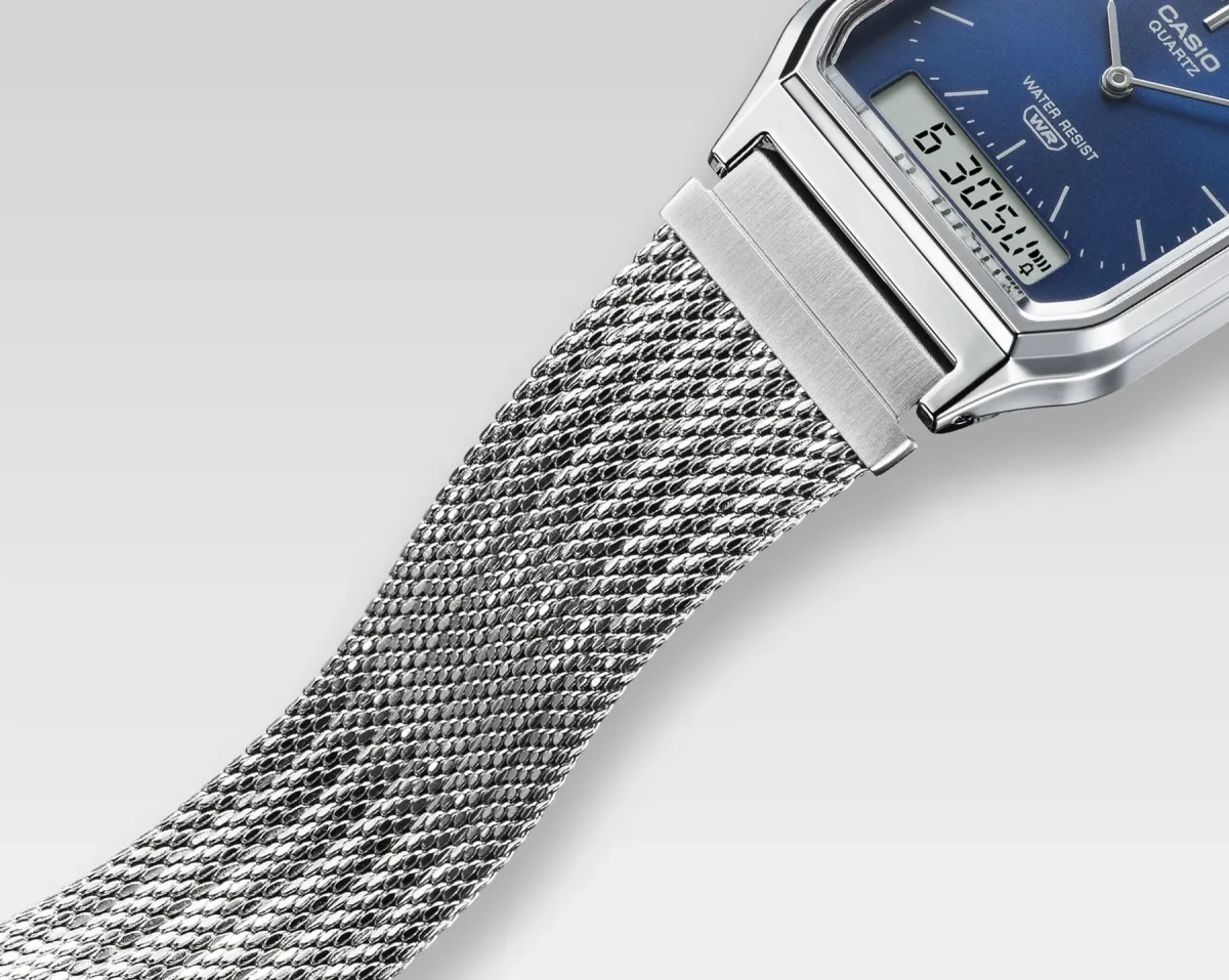 Casio AQ230EM-7A Classic Ana-Digi Watch Fine-Woven Mesh Band