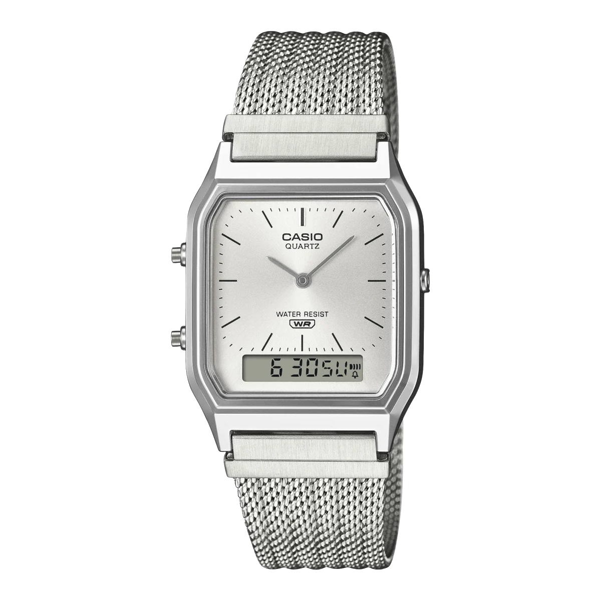 Casio AQ230EM-7A Classic Ana-Digi Watch Fine-Woven Mesh Band