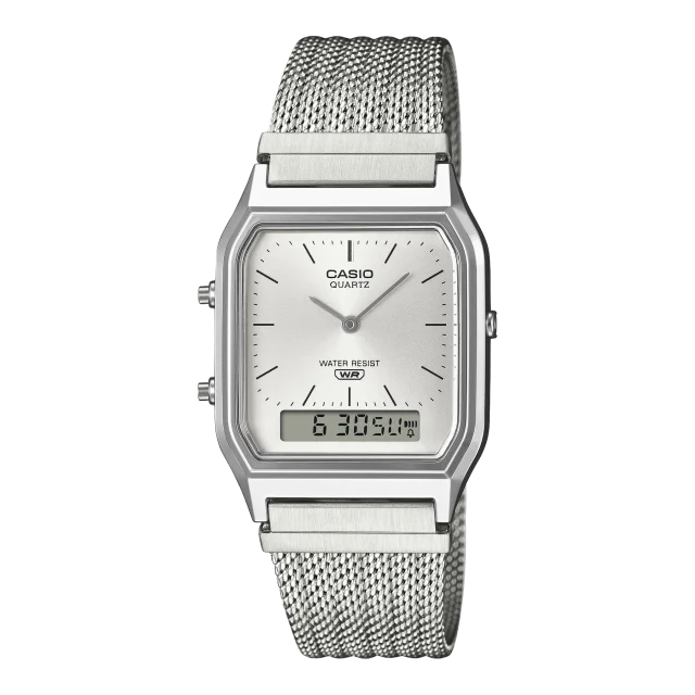 Casio AQ230EM-7A Classic Ana-Digi Watch Fine-Woven Mesh Band