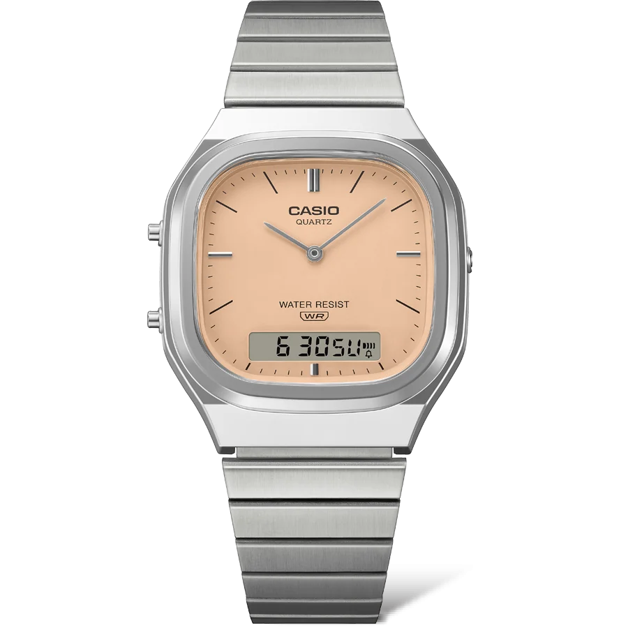 Casio AQ240E-4A Vintage Analogue Digital Watch – Salmon Pink Dial