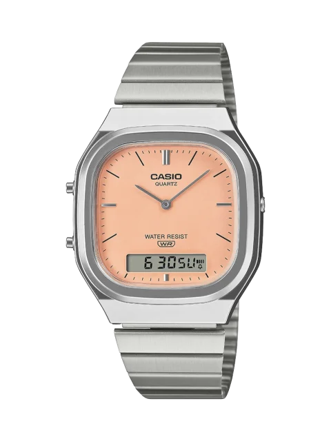 Casio AQ240E-4A Vintage Analogue Digital Watch – Salmon Pink Dial