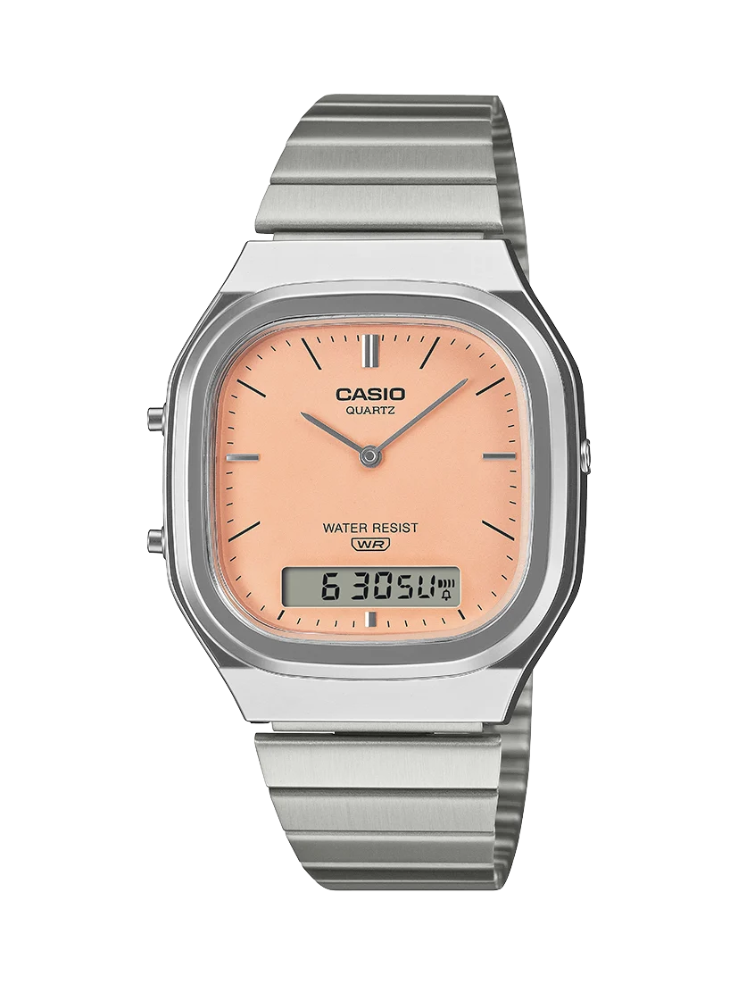 Casio AQ240E-4A Vintage Analogue Digital Watch – Salmon Pink Dial