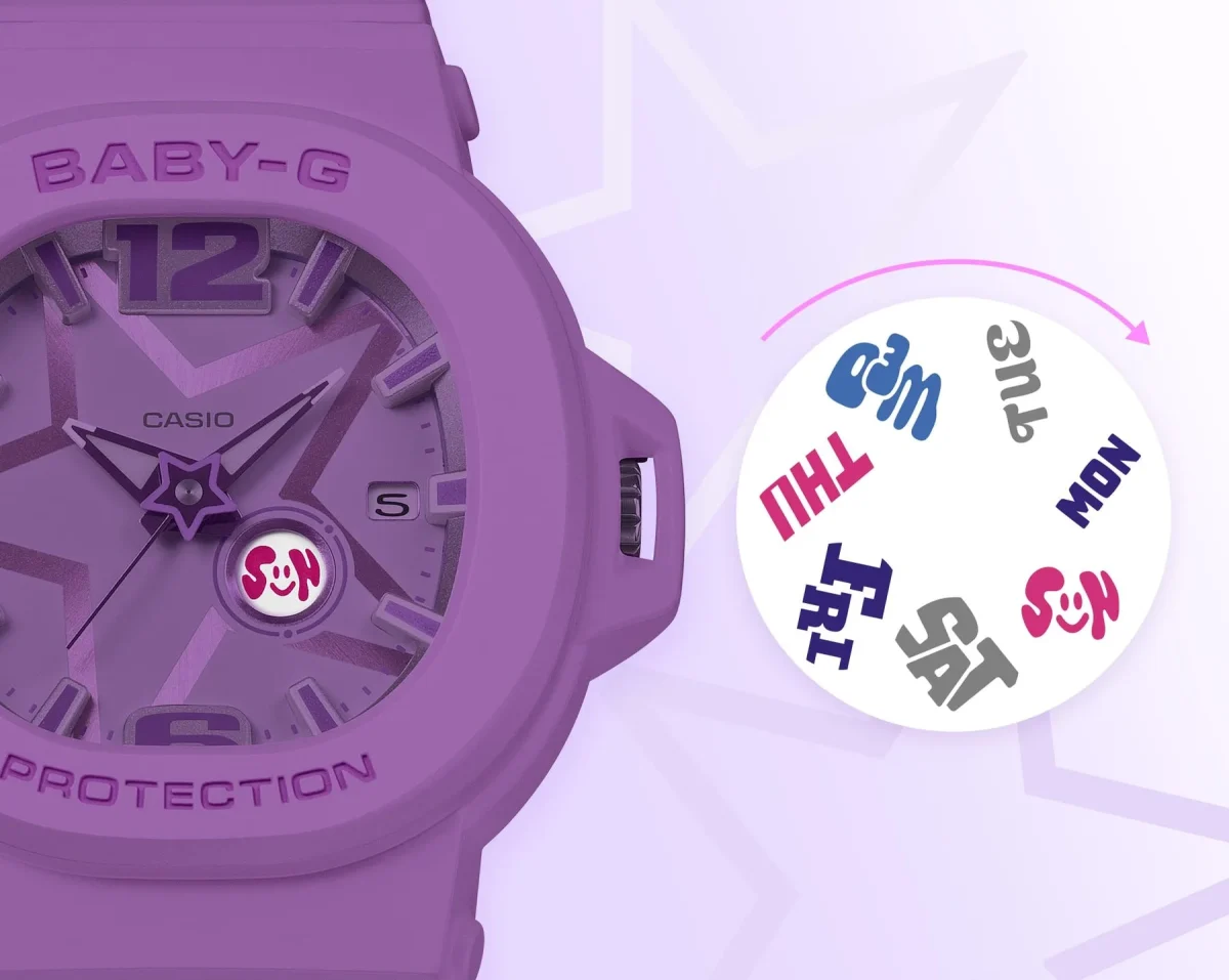 Casio BABY-G BGA10D-2A2 Space Pop Analog Resin Watch – Shock Resistant, 100M Water Resistance