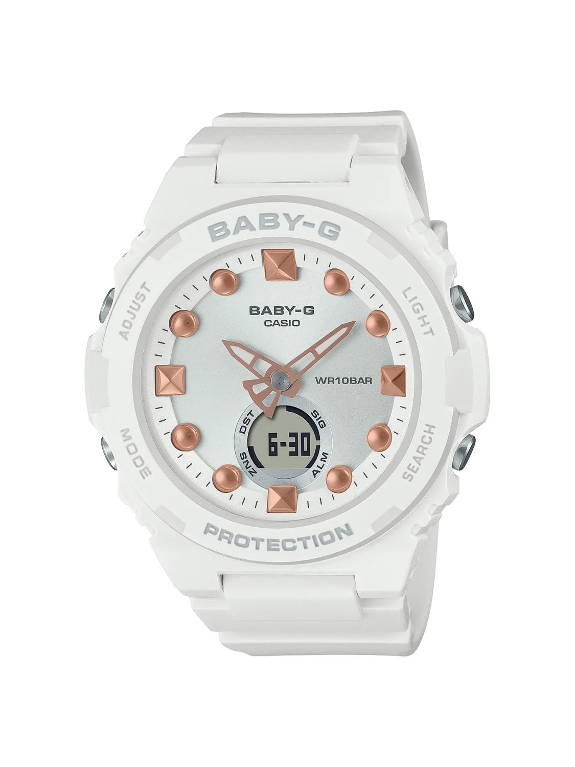 Casio Baby-G Duel Rime 100m WR White/Rose Gold Face - BGA320-7A2
