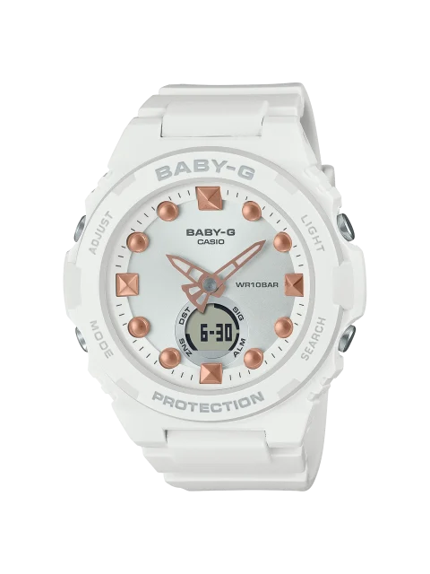 Casio Baby-G Duel Rime 100m WR White/Rose Gold Face - BGA320-7A2