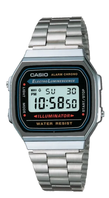 Casio Classic Silver Tone 50WR Black Dial Vintage Series - A168WA-1W