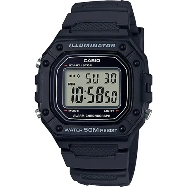 Casio Digital Black Resin Band Watch - W218H-1A